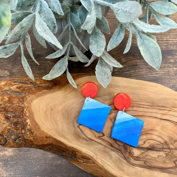 Handmade Clay Earrings - Fire & Ice Series - Picture 2 of 14